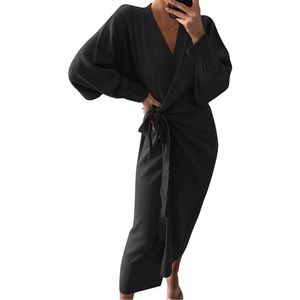Knit Sweater Wrap Dress